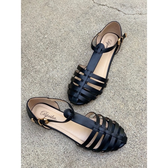 Paprika Shoes - Paprika Black Gladiator Strap Ankle Sandals Paprika Shoes - Paprika Black Gladiator Strap Ankle Sandals